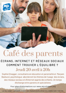 Café des Parents: écrans, réseaux sociaux, internet. Comment trouver l'équilibre ? @ MJC Boby Lapointe