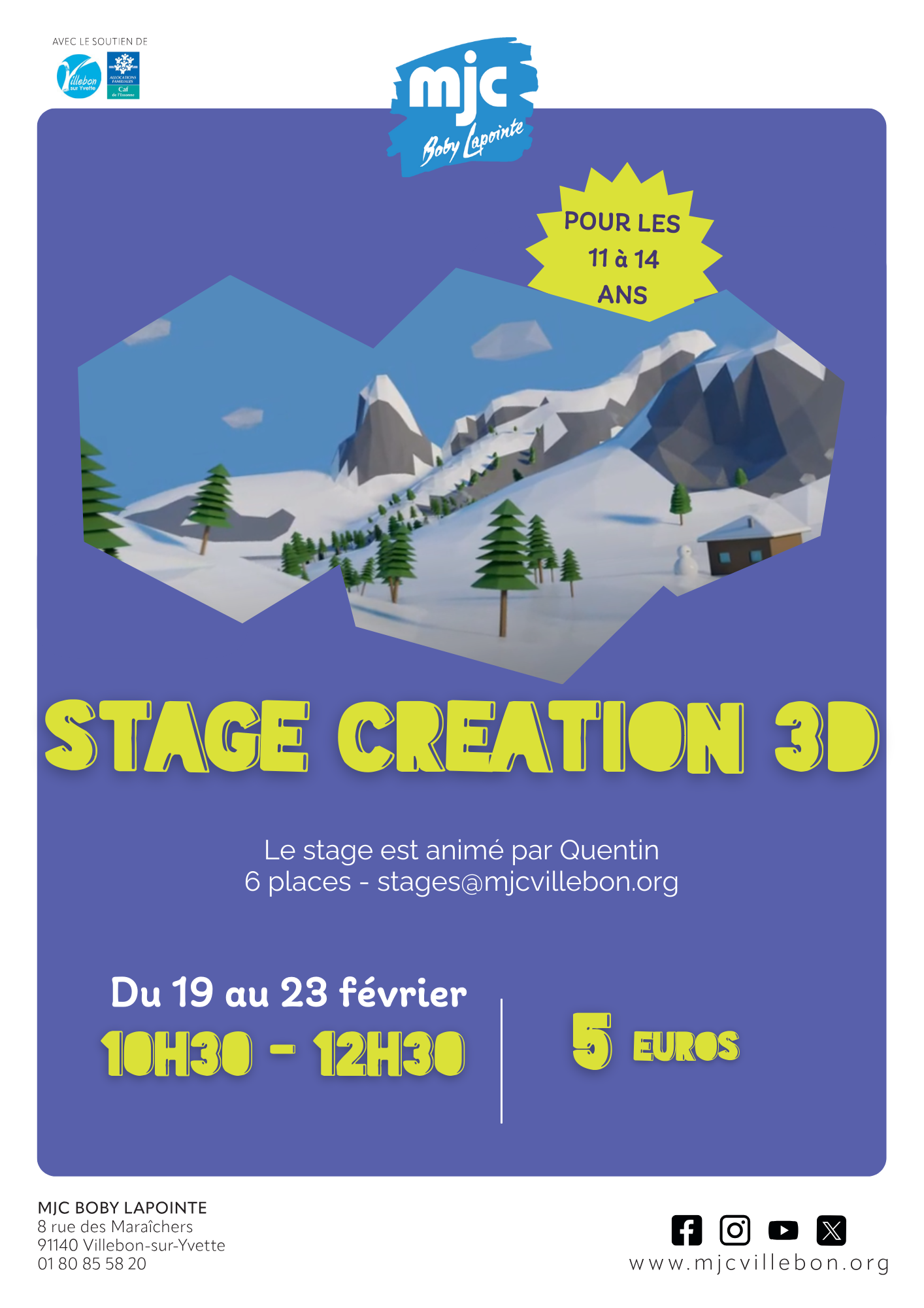 Stage Création 3D – du 19/02 au 23/02 – [collégiens]