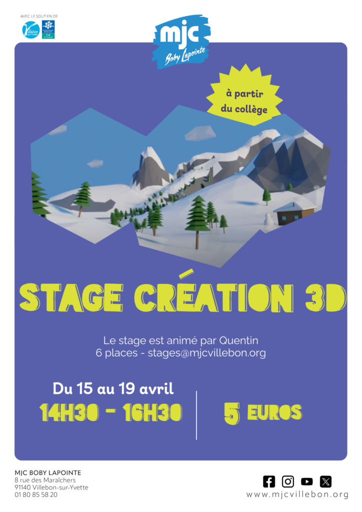 Stage Création 3D - du 15/04 au 19/04 - [collégiens]