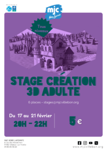 Stage Création 3D - du 17/02 au 21/02 - [adultes]